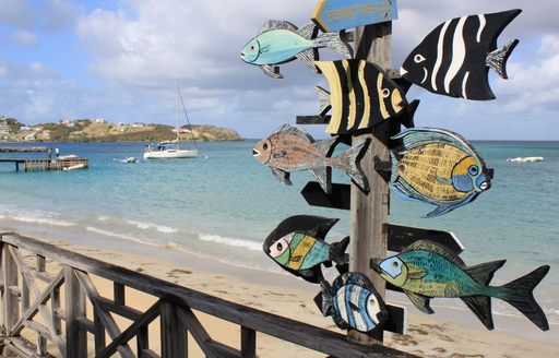 Canouan, St Vincent & Grenadines sign made of fish