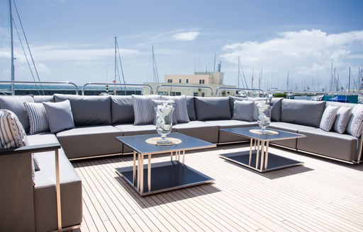 alfresco lounge on sundeck of superyacht Princess AVK 