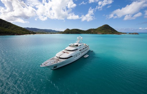 superyacht in open waters in the caribbean