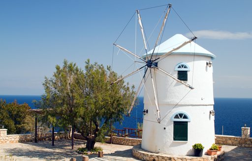 White windmill in the Ionian Islands