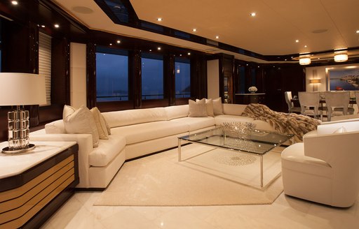 light and tranquil main salon aboard luxury yacht TRENDING 