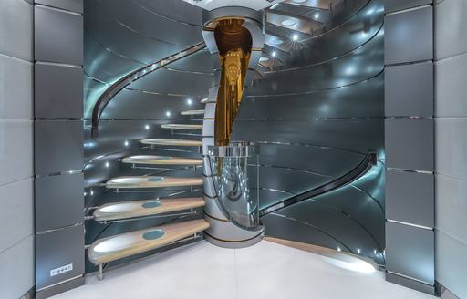 Charter yacht SCOTT FREE interior stairwell