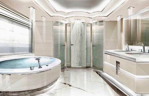 opari yacht marble bathroom and tub