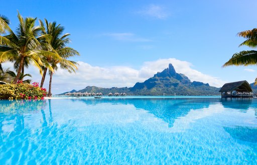 idyllic calm blue waters in Bora Bora