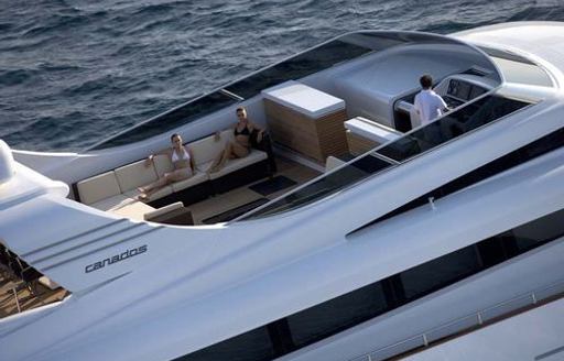 Spacious flybridge on motor yacht Bertona III