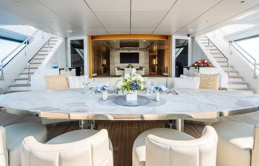 Charter yacht LOON exterior dining area