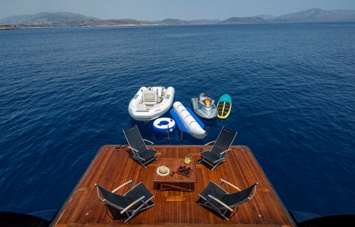 The large swim platform attached to superyacht BILLA