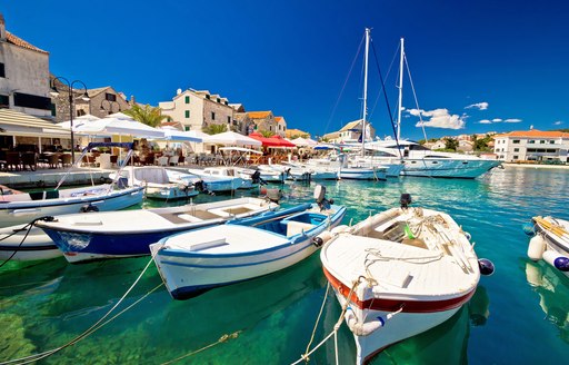 Sailing yachts moored in Croatia