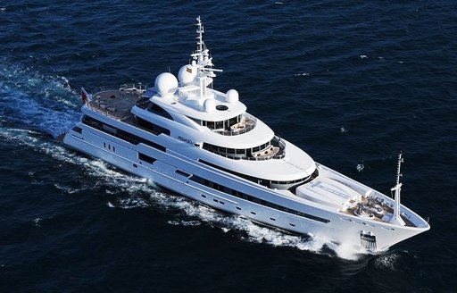 Superyacht NAIA underway in the Caribbean