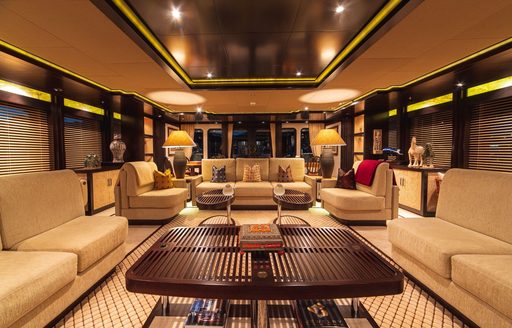 Main salon onboard charter yacht TRIDENT