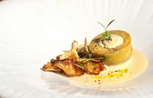 Michelin cuisine on a white plate