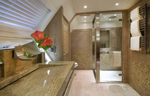 Ensuite facility with separate shower cubicle onboard charter yacht HEMISPHERE