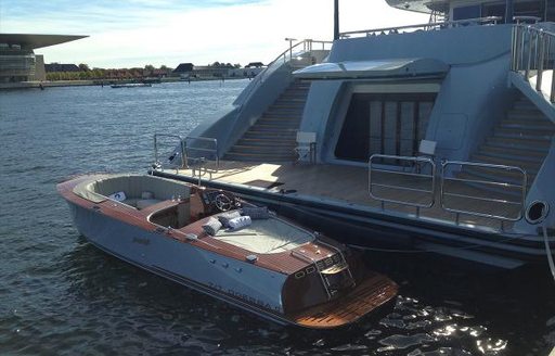 Guests can easily board ODESSA II's tender via the swim platform