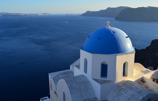 Overview of a Byzantine church in Santorini