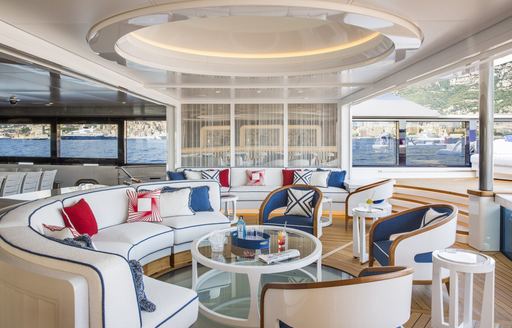 Aft deck social area onboard MY Madsummer