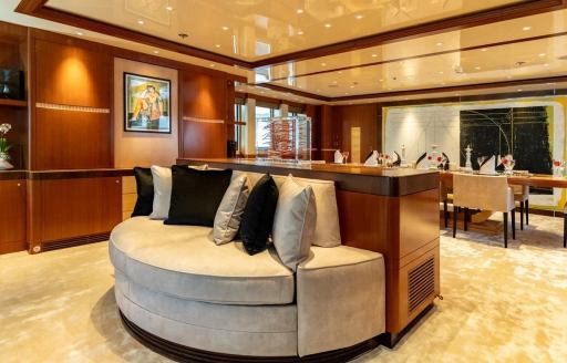 Charter yacht RARE FIND interior seating area