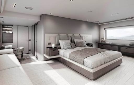 Master cabin with central berth onboard charter yacht TWINS