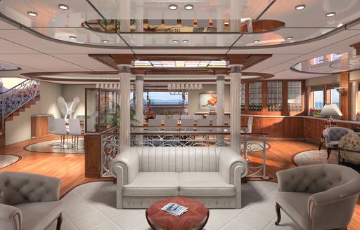 main salon lounge are on board expedition yacht LEGEND