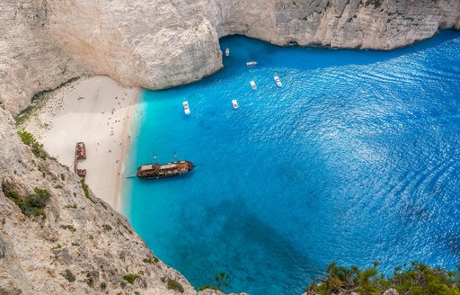 navaggio bay, shipwreck beach, in greece