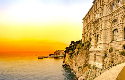 Oceanographic Museum in Monaco at sunset