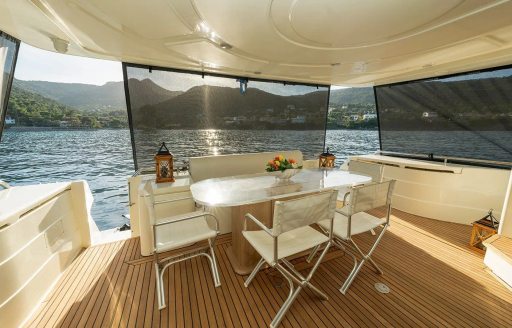 Charter yacht IRENE alfresco dining area