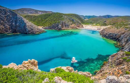 emerald bay and sandy beach in sardinia 