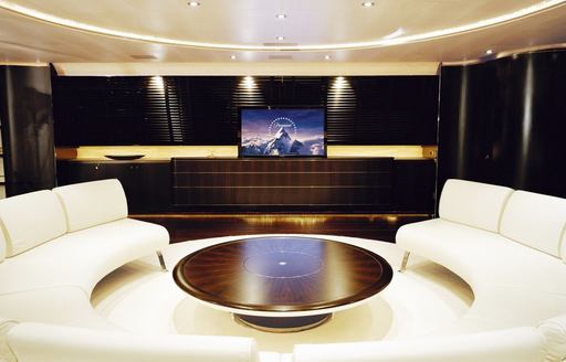 Main salon on board charter yacht PARSIFAL III