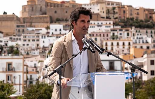 Speaker at podium at IGY Ibiza Marina