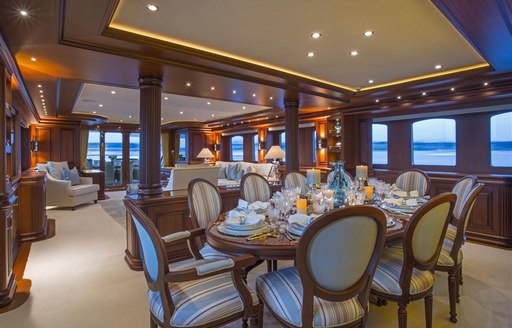 motor yacht dining table superyacht clarity