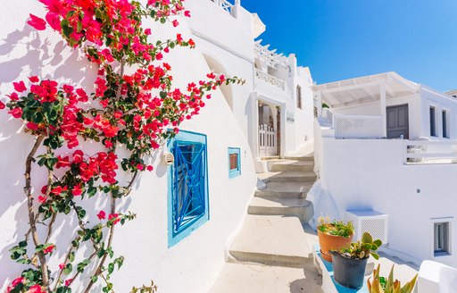 Steps leading up hill in Greece, a popular charter destination