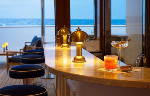Charter yacht AQUA LARES interior wet bar
