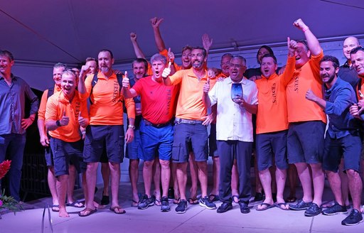 Sailors enjoying their victory at St Barths Bucket Regatta