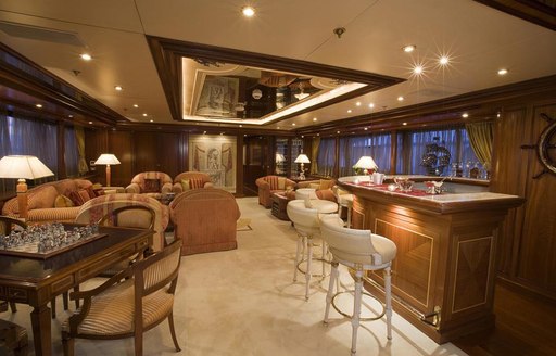 Bar area on superyacht Lady Ann Magee