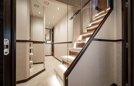 Charter yacht NIGORA interior stairwell