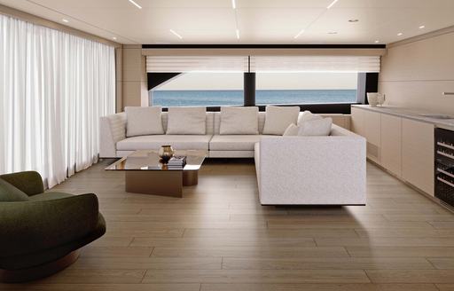 Charter yacht HAIAMI I upper salon rendering with white seating