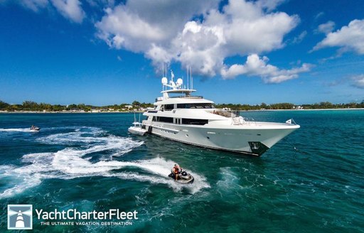 A view of a motor yacht attending the regatta