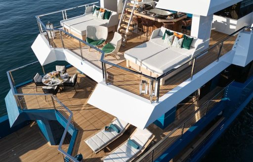 Charter yacht KING BENJI aft decks overview