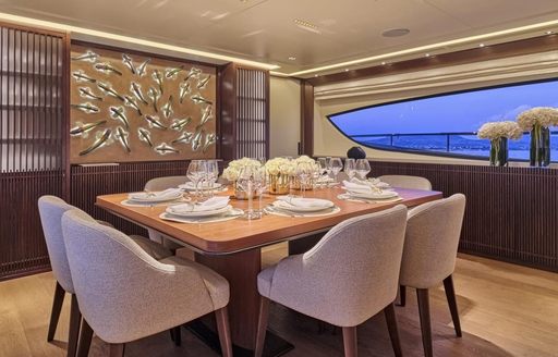 Charter yacht ONCE MORE interior dining table