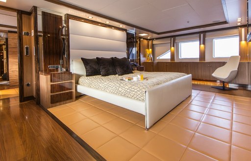 Master suite of the superyacht PANAKEIA