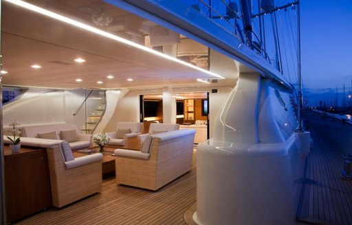 Social area on luxury charter yacht FIDELIS