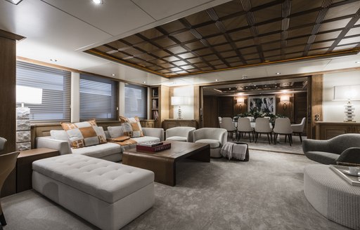 Main salon onboard charter yacht SOLAFIDE