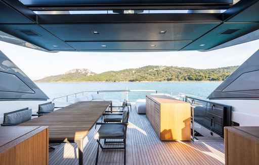 Charter yacht ZATARA II shaded sun deck seating
