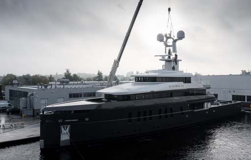 Feadship motor yacht Shinkai leaves Aalsmeer yard