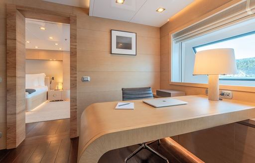 Private study in the master cabin onboard charter yacht ZIA