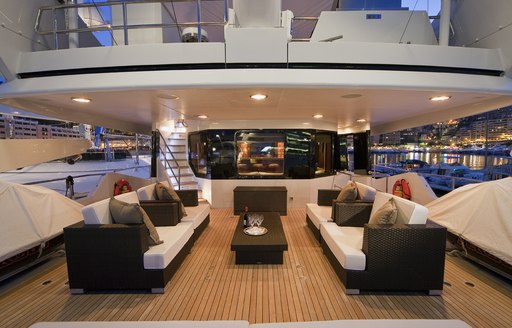 seating area on superyacht brazil