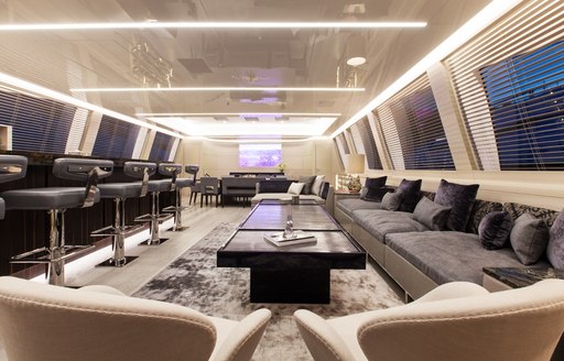 Superyacht MOONRAKER's main salon bar