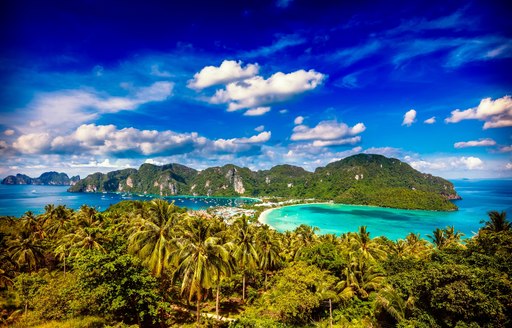 view over two bays in Phi Phi Island, Phuket, Thailand