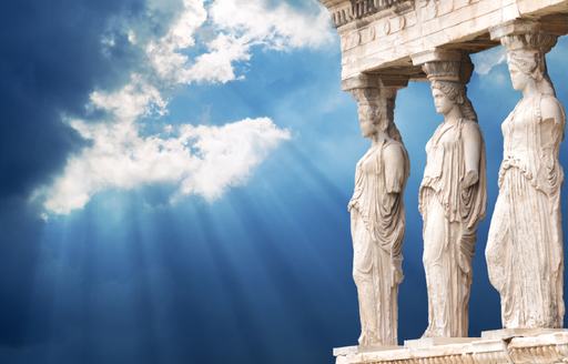 Porch of the Caryatids at the Erechtheion temple on the Acropolis of Athens