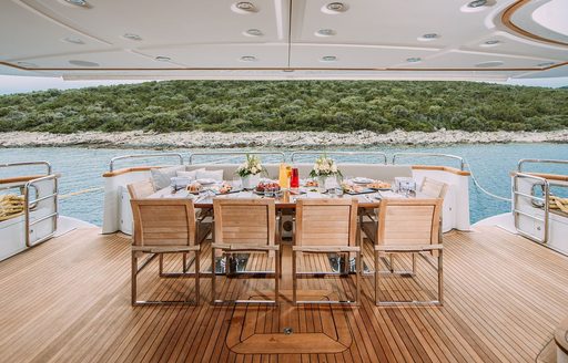 Charter yacht ARTEMY exterior dining setup
