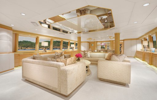 Main salon on the luxury yacht AZZURRA II